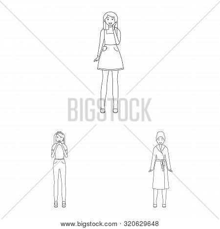Vector Design Of Posture And Mood Symbol. Set Of Posture And Female Stock Vector Illustration.