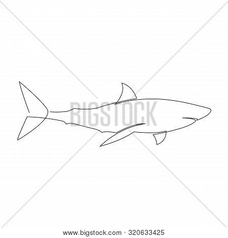 One Line Shark Design Silhouette. Logo Design. Hand Drawn Minimalism Style