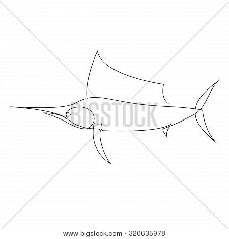 Sailfish Illustration Drawn By One Line. Minimalist Style Vector Illustration