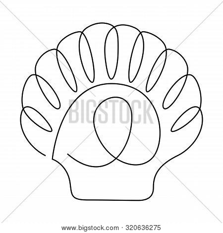 Shell Continuous Line Drawing, Tattoo, Print For Clothes And Logo Design, Silhouette Single Line On 