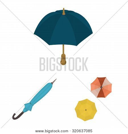 Vector Design Of Umbrella And Rain Icon. Set Of Umbrella And Weather Stock Symbol For Web.
