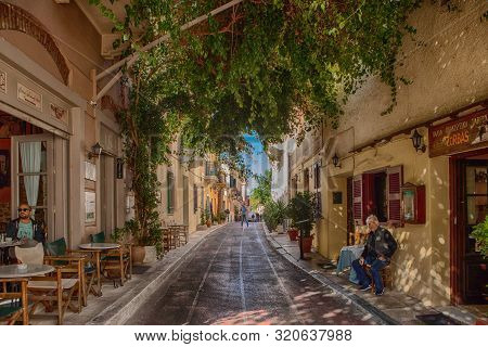 Streets Of Anafiotika In Athens, Greece