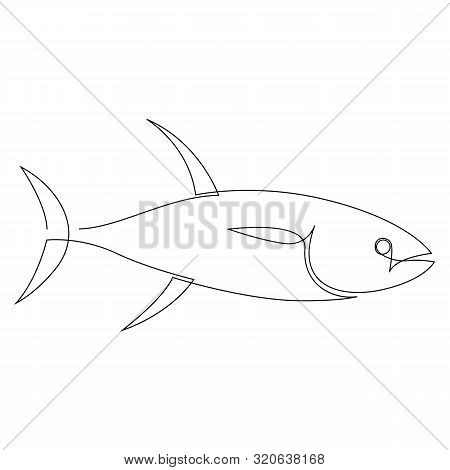 Tuna Illustration Drawn By One Line. Minimalist Style Vector Illustration
