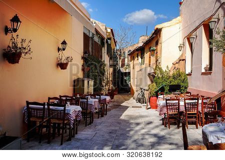 Streets Of Anafiotika In Athens, Greece