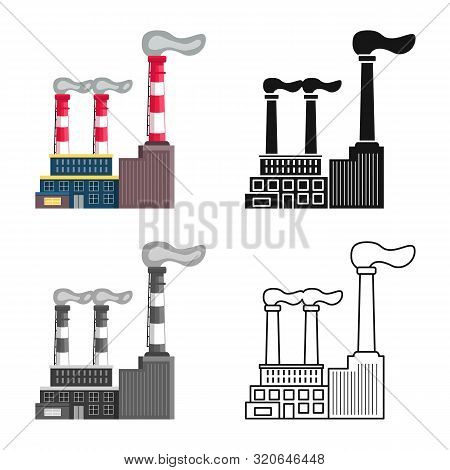 Vector Design Of Factory And Building Sign. Set Of Factory And Pipe Vector Icon For Stock.