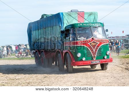 Blandford Forum.dorset.united Kingdom.august 24th 2019.a Restored Vintage Foden Lorry Is Being Drive