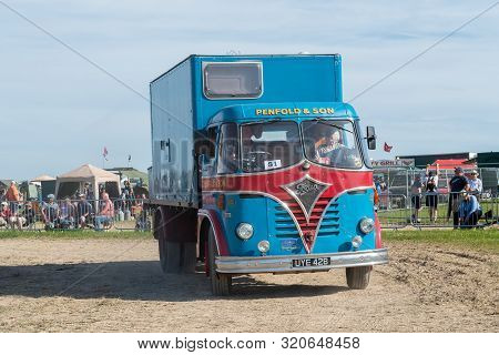 Blandford Forum.dorset.united Kingdom.august 24th 2019.a Restored Vintage Foden Lorry Is Being Drive