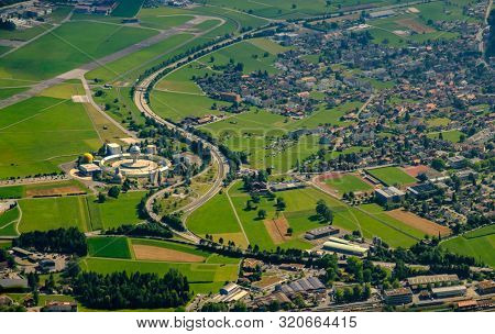 Aerial landscape of Interlaken city, Switzerland