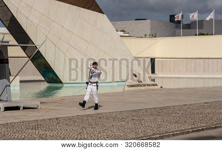 Lisbon, Portugal - 10 August 2019: Monument To Soldiers Lost In Overseas War Near Belem, Portugal