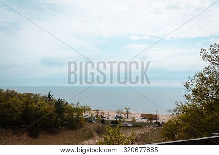 Looking Out Over Lake Michigan From The Dunes