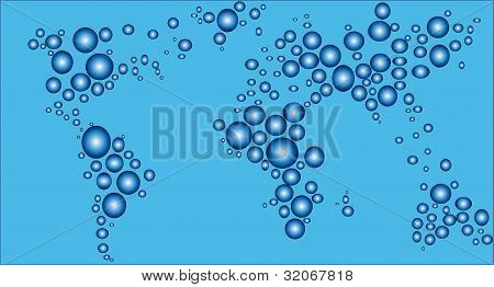 World map - made by water bubble
