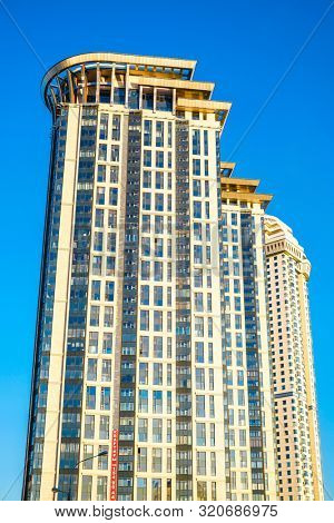 Moscow, Russia - August, 29, 2019: multystoried inhabited house in Moscow, Russia