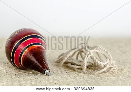 Traditional Trompo Mexican Handcraft Wooden Toy And Rope