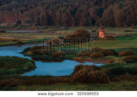 Old Windmill In Mikhailovskoe, A Family Estate Of The Famous Russian Poet Alexander Pushkin.