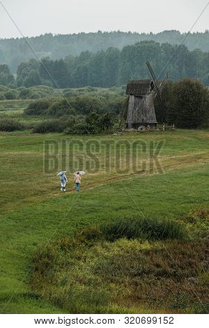 Old Windmill In Mikhailovskoe, A Family Estate Of The Famous Russian Poet Alexander Pushkin.