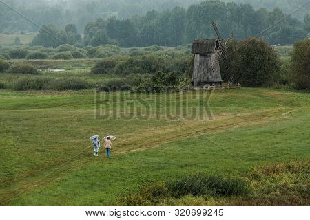 Old Windmill In Mikhailovskoe, A Family Estate Of The Famous Russian Poet Alexander Pushkin.