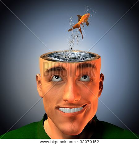 Uomo con liquido mente vivente