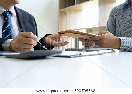 Business Man Give Bribe