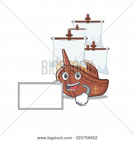 With Board Pirate Ship Isolated With The Cartoon