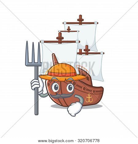 Farmer Pirate Ship Isolated With The Cartoon