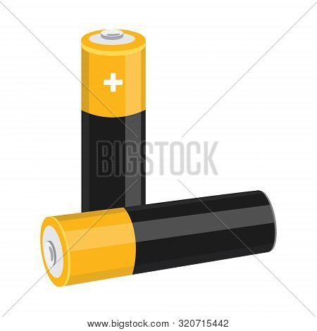 Two Aa Size Batteries Isolated On White Backgraound.