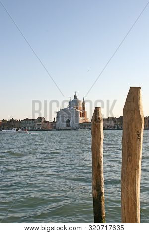 View Of Church Of Santisimo Redentore And Lagoon In Venice, Italy