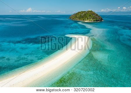 A Concept Of Freedom. Happy Woman Standing On A Spectacular White Beach