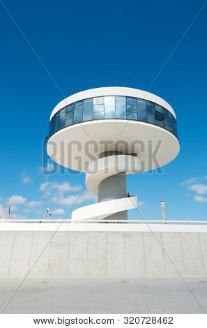 Aviles, Spain - August 10, 2011: tourists visiting building known as 