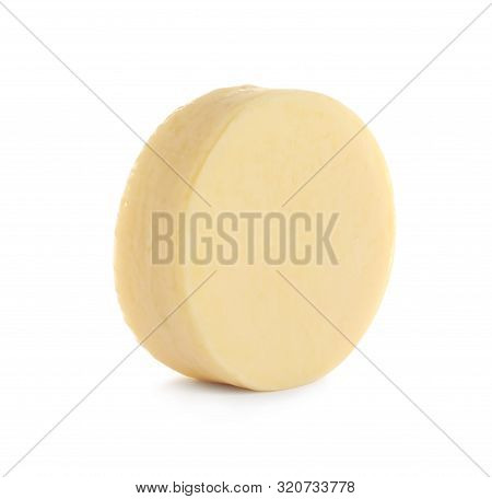 Head Of Tasty Fresh Cheese On White Background