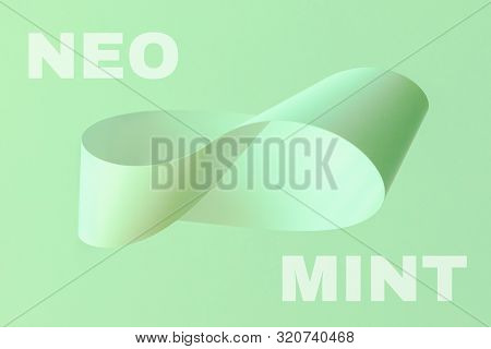 Mobius Strip Soaring In The Air On Mint Background