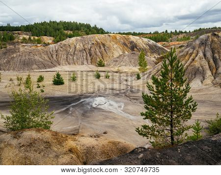 Quarry With Refractory Clay Of Different Colors. Ural Mars
