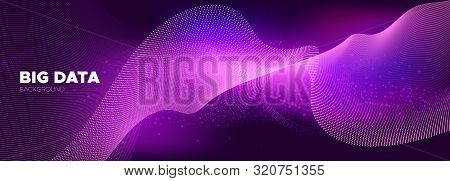 Particle Future. Glow Big Data Concept. Pink Tech Banner. Binary Numbers Movement. Particle Motion. 