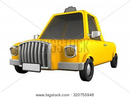 3d Toon Yellow Sedan Car Road Transport