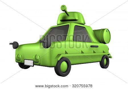 3d Toon Green Armored Car Pzkpfw Tank