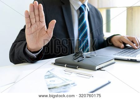 Business Man Give Bribe To The Officer