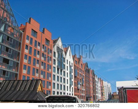 11 August, 2019, Gdansk, Poland. Gdansk Cityscape, Poland, Polish New Old Architecture, Touristic Vi