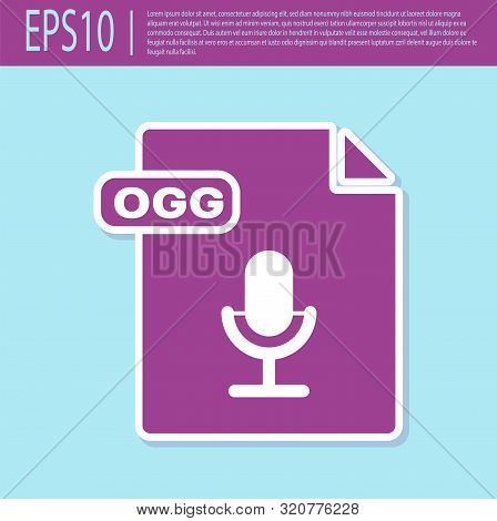 Retro Purple Ogg File Document. Download Ogg Button Icon Isolated On Turquoise Background. Ogg File 