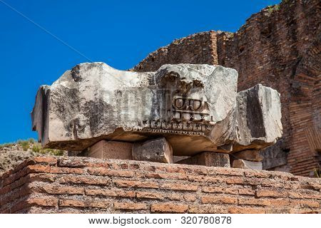 Detail Of The Ruins At The Flavian Palace Also Known As The Domus Flavia On The Palatine Hill In Rom
