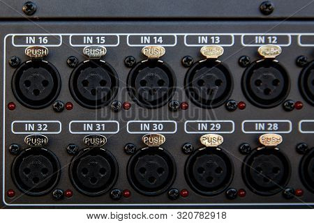 Audio Snake And Stage Box With Xlr Cables And Jacks At A Live Event