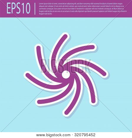 Retro Purple Tornado Icon Isolated On Turquoise Background. Cyclone, Whirlwind, Storm Funnel, Hurric