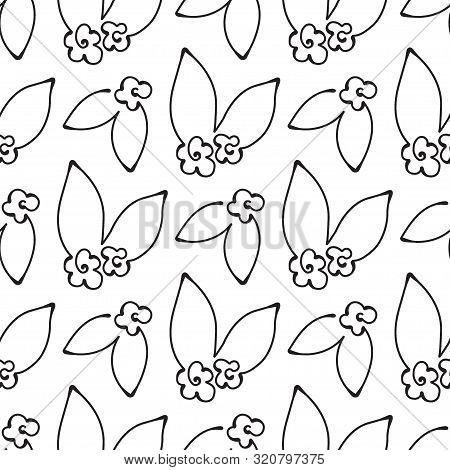 Vector Seamless Pattern With Flowers Drawn In One Line Style