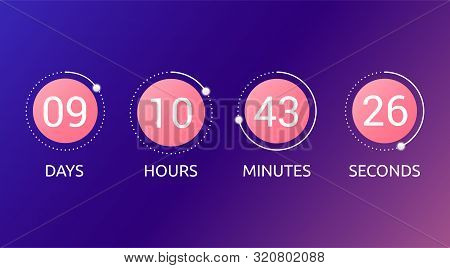 Digital Countdown Timer Concept With Remaining Amount Of Days Hours Minutes And Seconds On Bright Ci