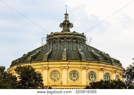 Detail View Over The Romanian Athenaeum Or Ateneul Roman, In The Center Of Bucharest