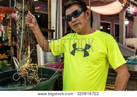 Balabag, Boracay Island, Philippines - March 4, 2019: Endeqal Seafood Along Alley Off White Beach. V