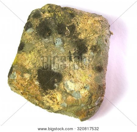 Moldy Bread. Piece Of Unhealthy Moldy Bread.