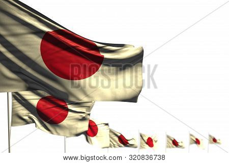 Beautiful Celebration Flag 3d Illustration
 - Japan Isolated Flags Placed Diagonal, Photo With Soft 