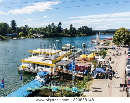 Valdivia, Chile - January 12, 2018: Waterfront Of Valdivia In Southern Chile. Waterfront Of Valdivia