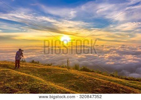 Beautiful Sunrise And Mist At Phu Tubberk, Phetchabun Province, Thailand.
