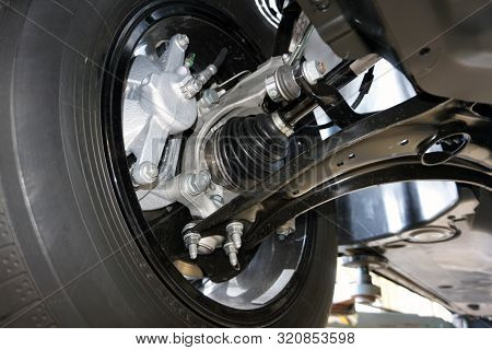 The Structure Of The Modern Car. Elements Of Front Suspension. Control Arm. Tie Rod. Drive Unit. Whe