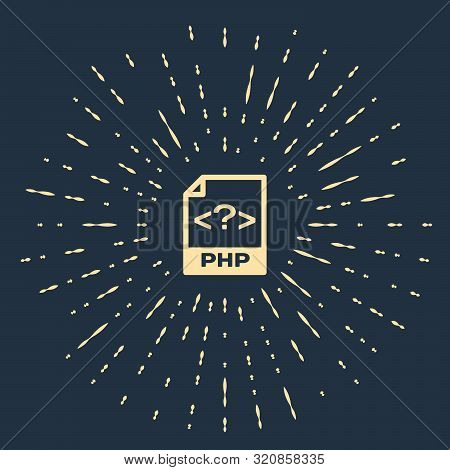 Beige Php File Document. Download Php Button Icon Isolated On Dark Blue Background. Php File Symbol.